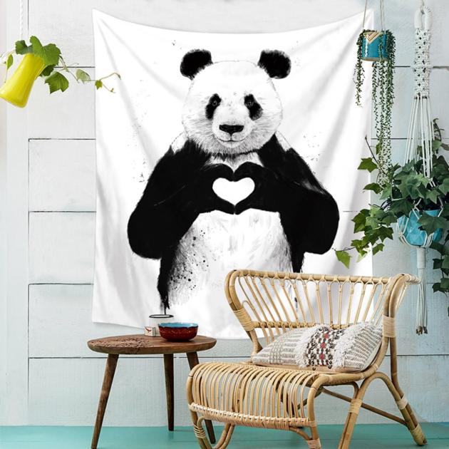 Cheap Animal Tapestry Panda Bear Lion Pattern Tapestry Wall Hanging High Quality toalha de praia