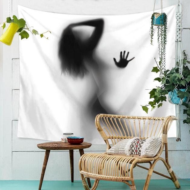 Polyester Creativity Sexy Shadow Pattern Wall Cloth Hanging Wedding Party Gift Bedspread Beach Towel