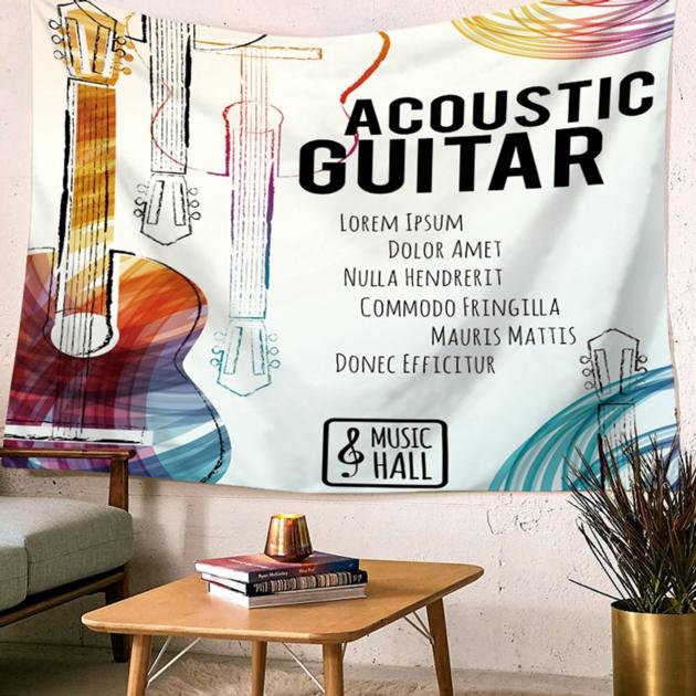 Polyester Music Note Guitar Pattern Wall