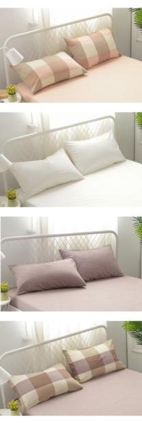 2pcs 100% Cotton Pillowcase Comfortable Check Bedding Pillow Covers Multi-Specification Modern Gray 