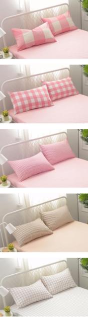 2pcs 100 Cotton Pillowcase Comfortable Check