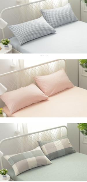2pcs 100 Cotton Pillowcase Comfortable Check