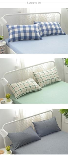 2pcs 100 Cotton Pillowcase Comfortable Check