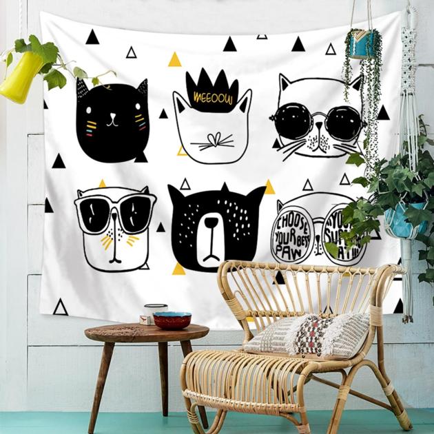 Painting Cute Cartoon Animal Cats Wall