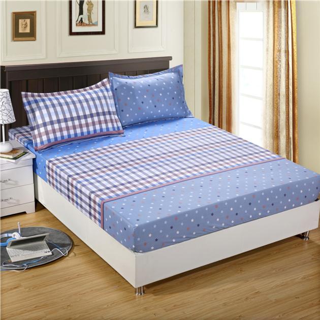 Bed Sheet With Pillowcase Blue Flower