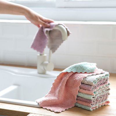 Non-stick coral velvet fat pendant hand delicate soft towel kitchen bathroom hand towel lace design 