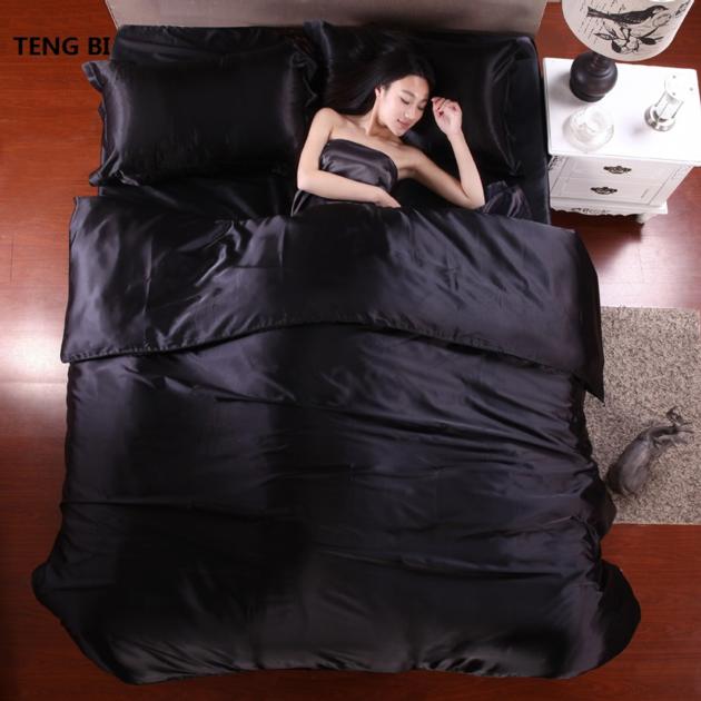 100% pure satin silk bedding set,Home Textile King sizebed set,bedclothes,duvet cover flat sheet pil