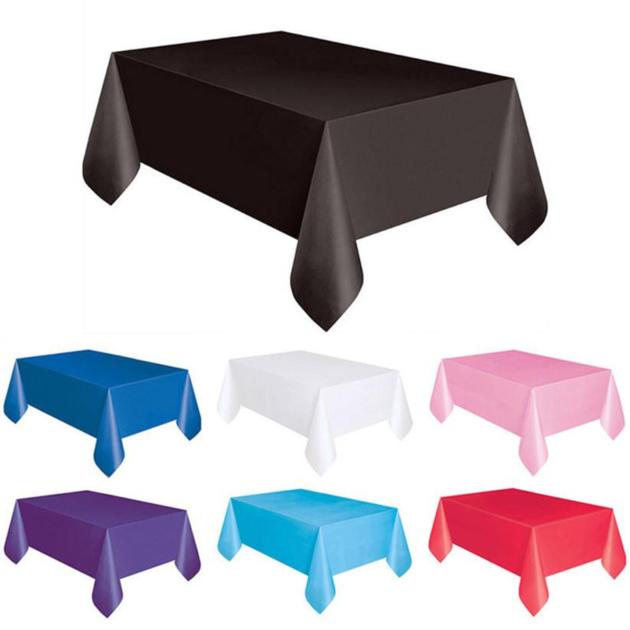 Plastic Disposable Tablecloth Solid Color Wedding Birthday Party Table Cover Unit Price $0.36