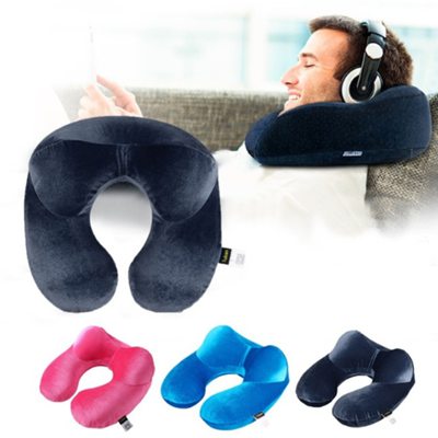 U-Shape Travel Pillow for Airplane Inflatable Neck Pillow Travel Accessories 4Colors Comfortable Pil