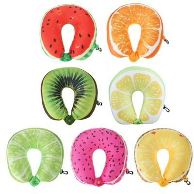 Fruit U Shaped Travel Pillow Nanoparticles Neck Pillow Watermelon Lemon Kiwi Orange Car Pillows Soft