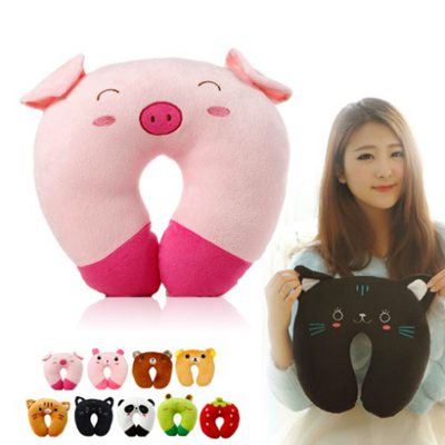 Hot Sale 9 styles U-shaped Plush Pillow Travel Pillow Cartoon Animal Car Headrest Doll