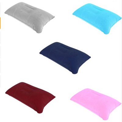 Portable Pillow Travel Air Cushion Inflatable Double Sided Flocking Cushion Camp Beach Car Plane Hot