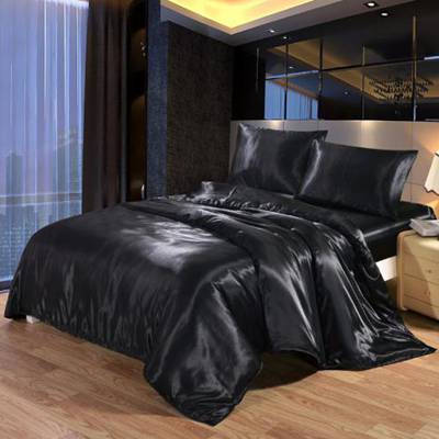 White Black Bedding Sets King Double Size Satin  Silk Summer Used Single Bed Linen China Luxury  Bed