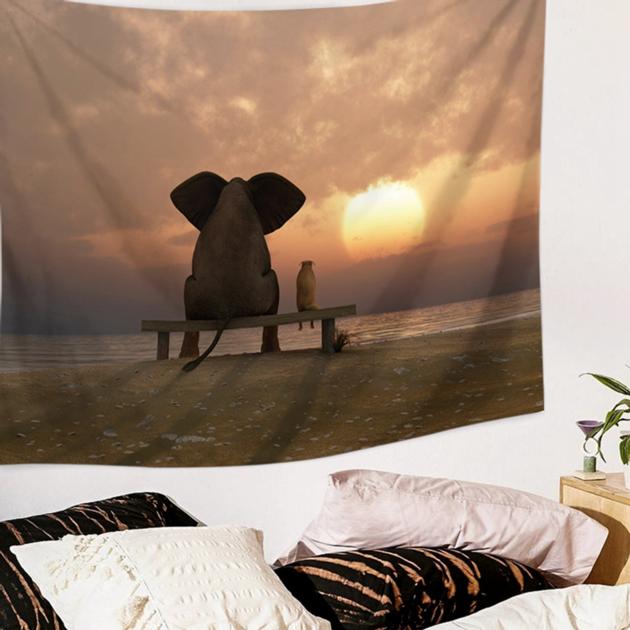 3D Elephant Tapestry Vivid Cute Animals Printed Wall Carpet India Hanging Wall Tapestries Polyeste