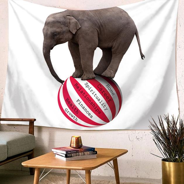 3D Elephant Tapestry Vivid Cute Animals