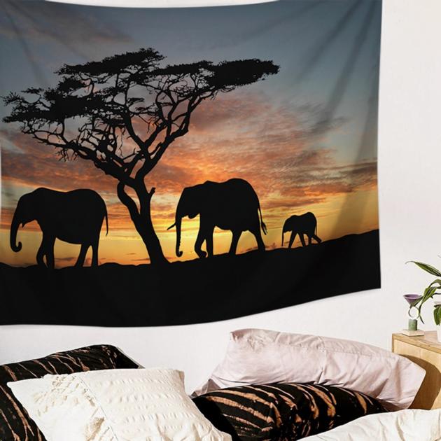 3D Elephant Series Pattern Polyester Tapestry