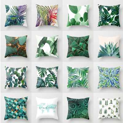 Elife Retro Green Leaves Cactus Linen cotton  cushion case Polyester Home Decor Bedroom Decorative S