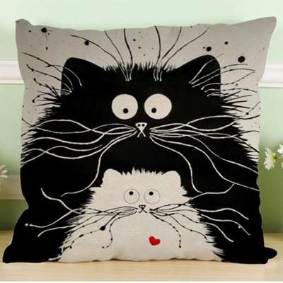 MUQGEW Vintage white and black Cat Dog Cotton cute Pillow Sofa Waist Throw Cushion Home Car Decor