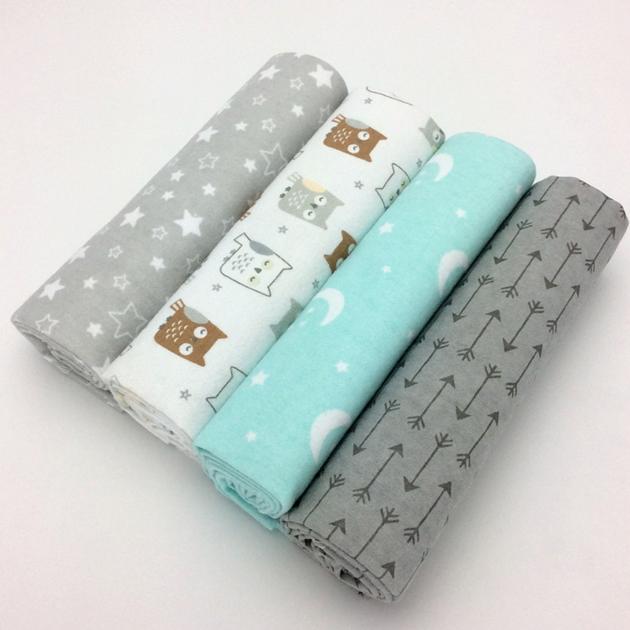 4pcs/lot newborn baby bed sheet newborn crib sheets 100% cotton Flannel printing baby blanket