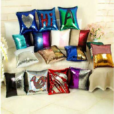 Meijuner DIY Mermaid Sequin Cushion Cover Magical Throw Pillowcase 40X40cm Color Changing Reversible