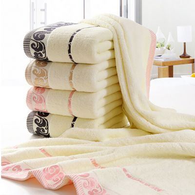 Beige Large Beach Towel Terry Hammam Towels Cloud Pattern Embroidered for Bath Shower Hotel 100% Cot