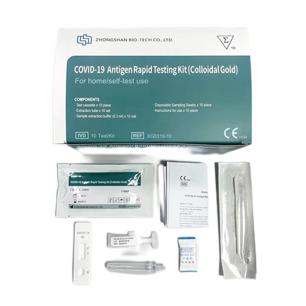 COVID-19 Antigen Rapid Testing Kit (Colloidal Gold) for Home/Self-test Use
