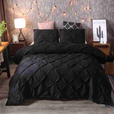 Luxury Black Duvet Cover Pinch Pleat Brief Bedding Set Queen King Size 3pcs Bed Linen set Comforter 