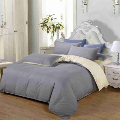 AB side bedding set super king duvet cover set dark blue +beige 3/ 4pcs bedclothes adult bed set man