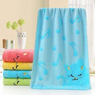 DIDIHOU 4 Color Musical Notes Small Towel Bamboo Fiber Music Cat Soft Towel Children's Jacquard Embr