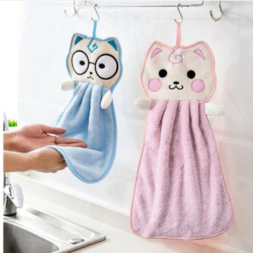 Cute Baby Nursery Rabbit Hand Towel Toddler Soft Plush Cartoon Animal Wipe Hanging Bathing Towel For