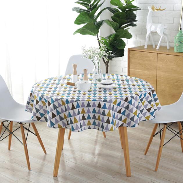 Nordic polyester cotton round table cloth printed table cover