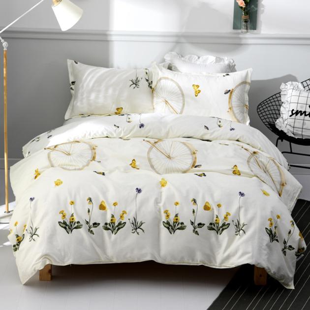 100% cotton printed bedding set duvet cover bed sheet pillow cases 4pcs