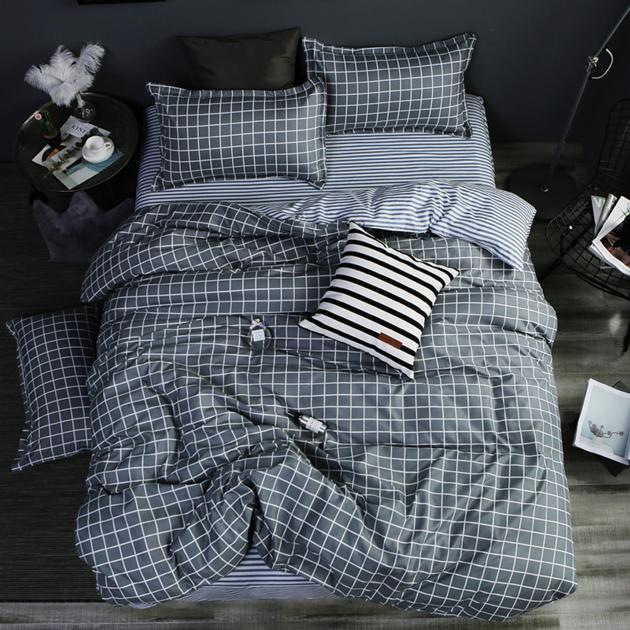 Classic bedding set 5 size grey blue flower bed linen 4pcs/set duvet cover set Pastoral bed sheet AB