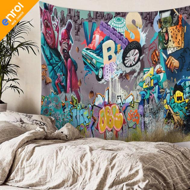 Colorful Oil Painting Graffiti Pattern Wall