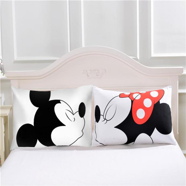 Mickey Mouse Pillow Case White Couple Lovers pillow cover Throw Pillowcases