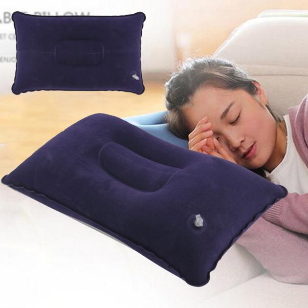 Portable Pillow Travel Air Cushion Inflatable Double Sided Flocking Cushion