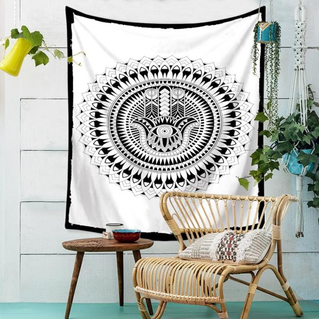 Hamsa Hand Tapestry Bohemia Indian Mandala Floral Wall Hanging Tapestry For Home Psychedelic Bedspre