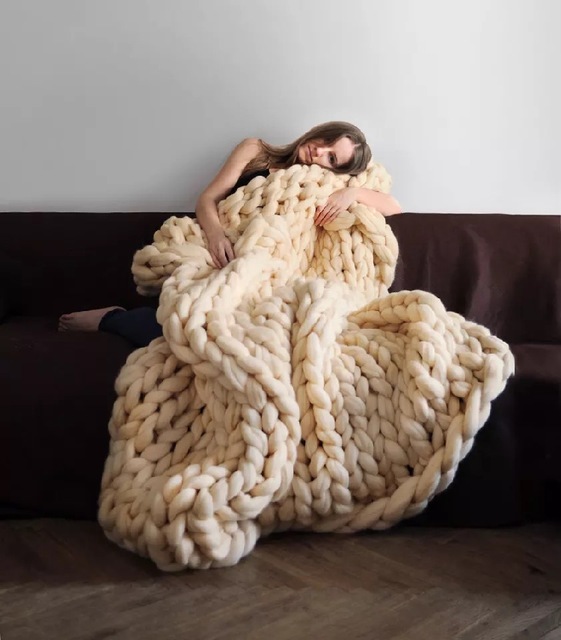  Knitting Throw Blankets Yarn Knitted Blanket Hand-knitted Blanket Thick Bulky Unit Price $6.19