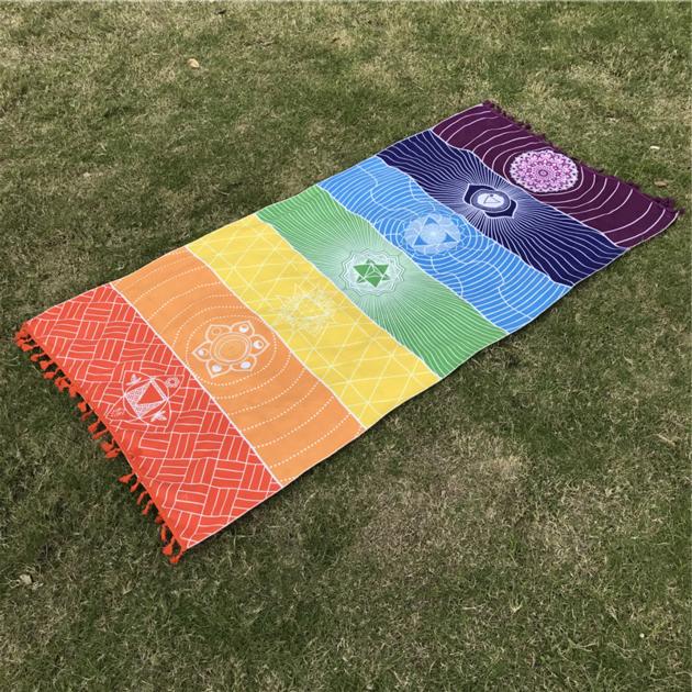 7 Chakra Rainbow Stripes Beach Towel