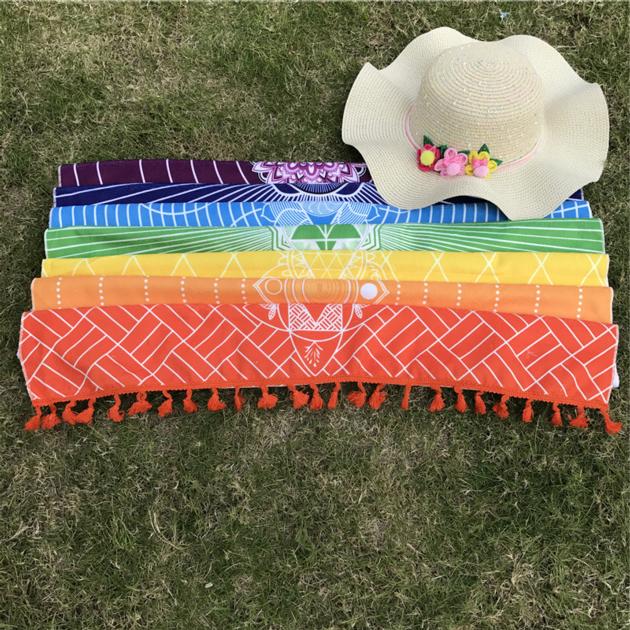 7 Chakra Rainbow Stripes Beach Towel