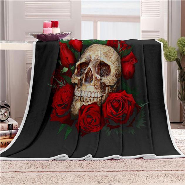 Nap blanket Cozy Velvet Plush Throw Blanket Floral Skull Modern Line Blanket Unit Price $6.77