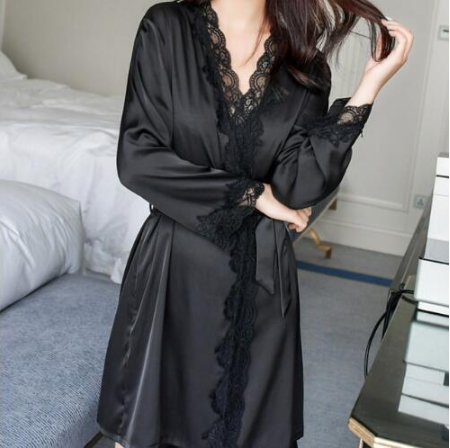 Silk lace bathrobe for women