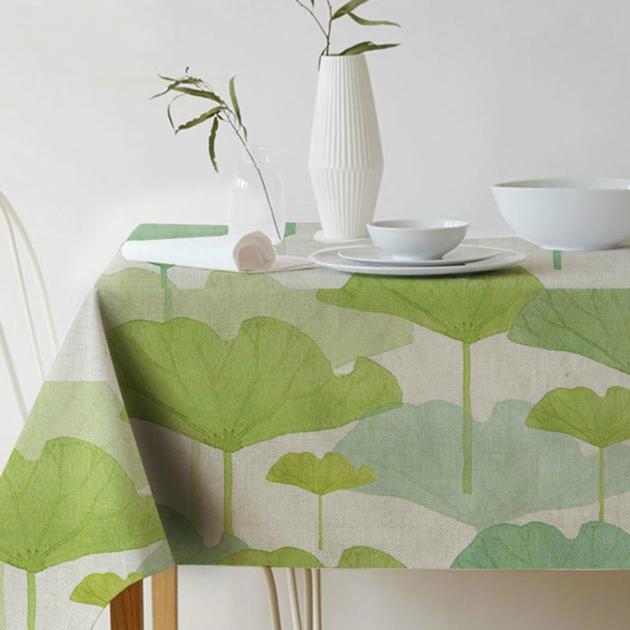 green printed tablecloth cotton linen tablecloth table cover