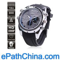 Elegant 8GB Waterproof 1080P Sport Watch DVR with Night Vision + PC Camera 