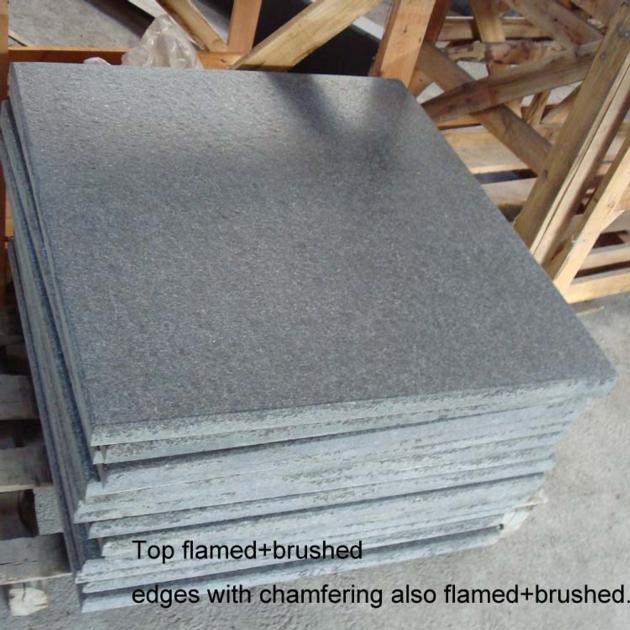G684 Black Granite Flamed Outdoor Pavers