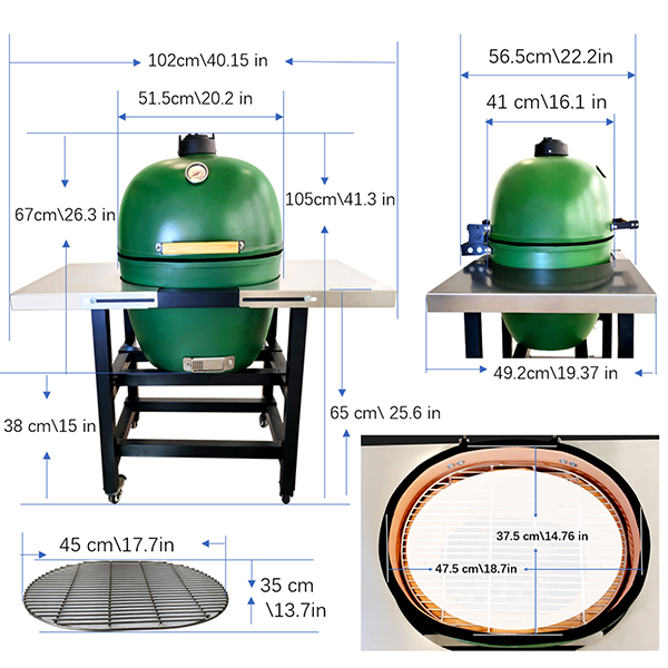 Upgrade 20 Inch Ceramic Grill With