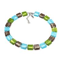 Green Blue Coffee Three Tone String Acrylic Necklace