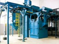 Q38 double route series hanger chains type continuous working overhead rail shot blasting machine