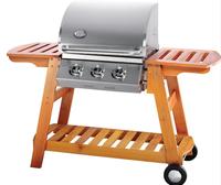 3-burn gas grill with wooden cradle(AU-1AO3W)