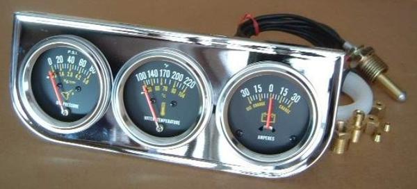 Triple Gauge Kit, oil press/water temp/ammeter 52mm